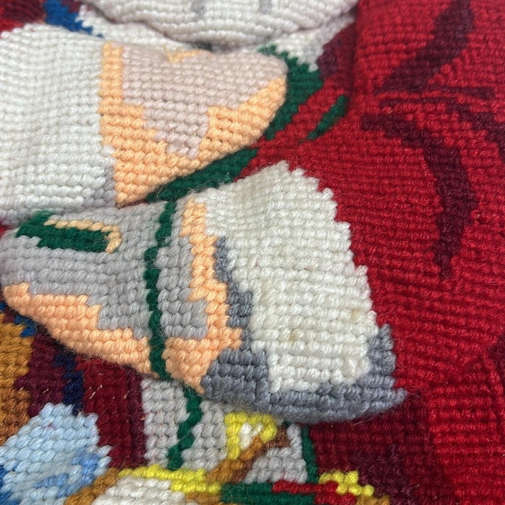 VintageSanta with toys needlepoint Christmas stocking - Picture 7 of 9